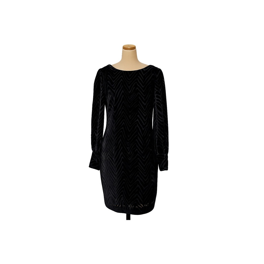 Carlisle Velvet Burnout Dress Womens 2 Black Excellent Zebra Silk Blend Shift